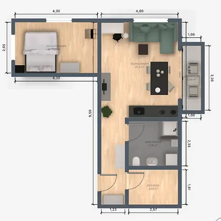 아파트 Ecocube 442 - Balkon, 2zimmer, Waschmaschine, Schlafsofa *